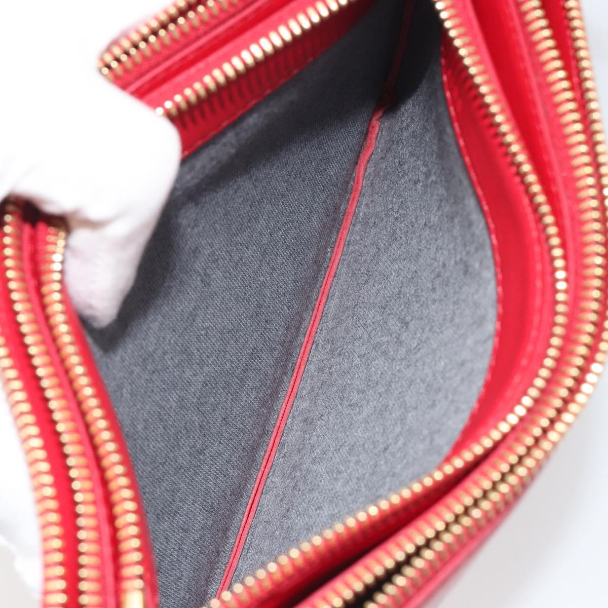 CELINE Trio Shoulder Bag Leather Red Gold Auth 195013A