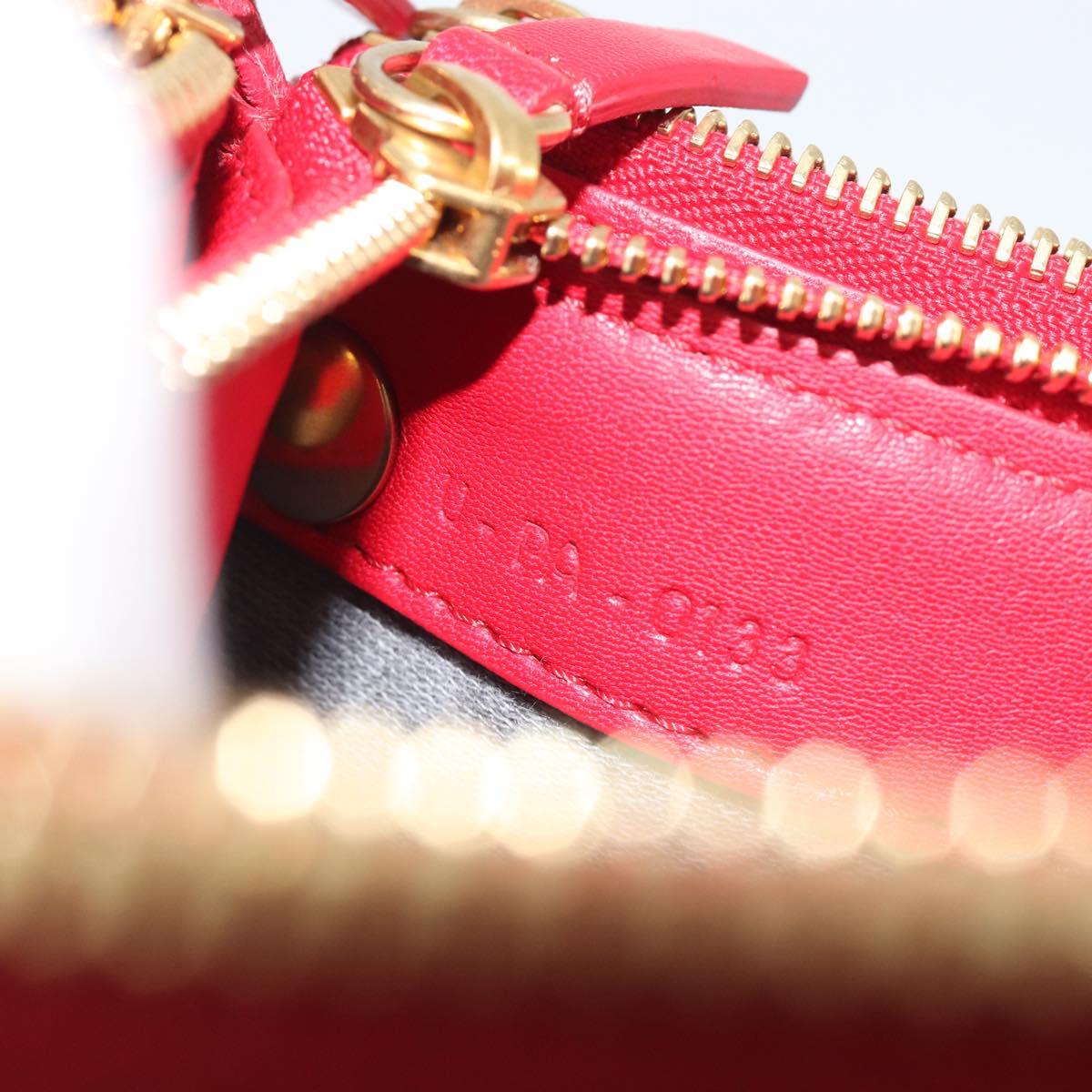 CELINE Trio Shoulder Bag Leather Red Gold Auth 195013A