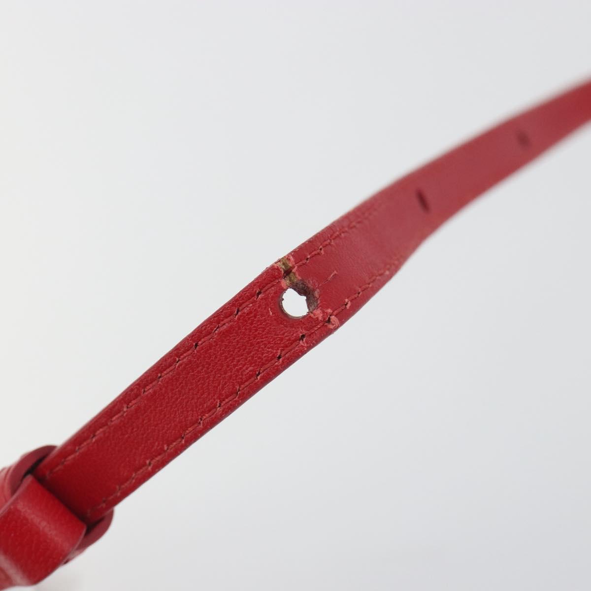 CELINE Trio Shoulder Bag Leather Red Gold Auth 195013A