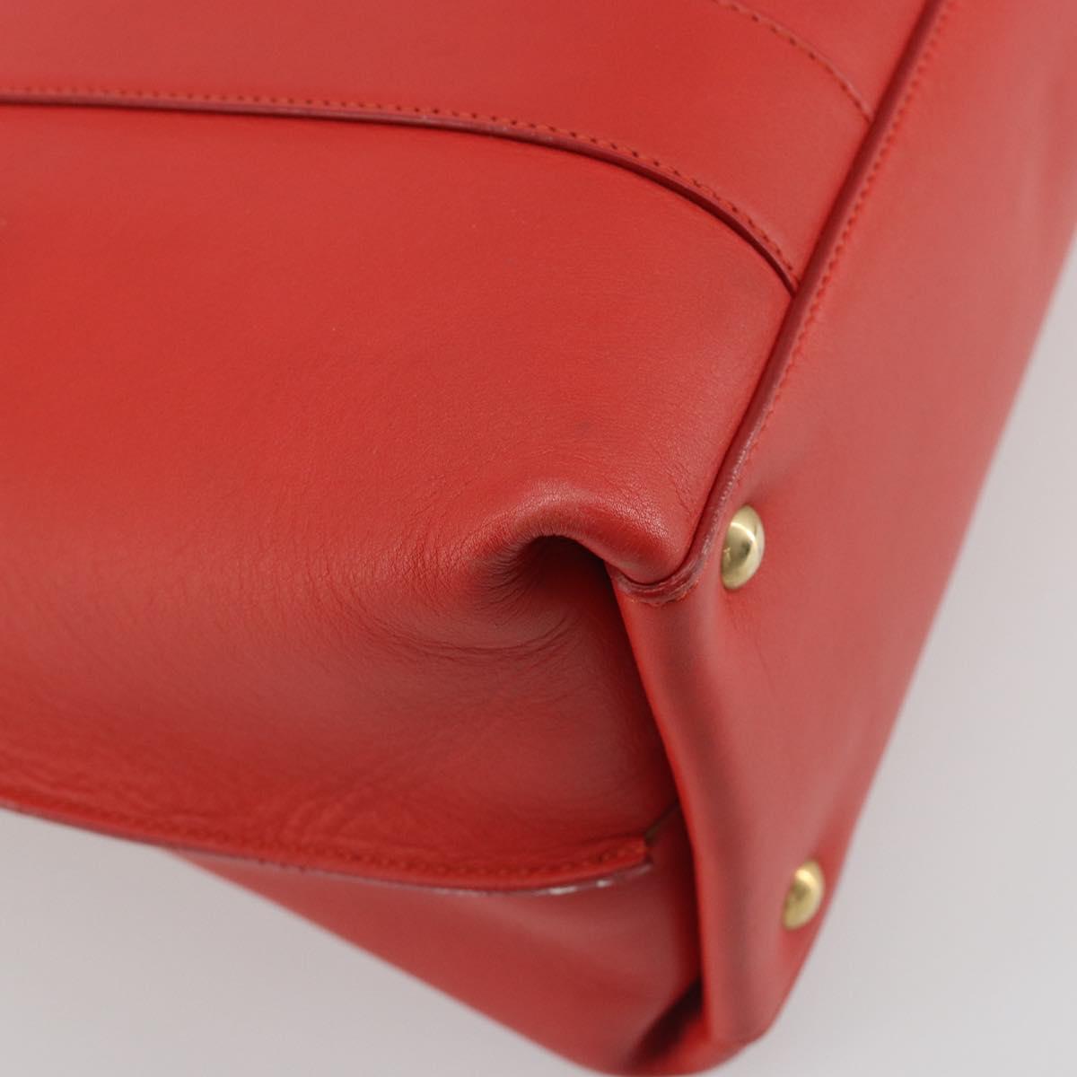 Salvatore Ferragamo Gancini Hand Bag Leather Red Gold Auth 195014