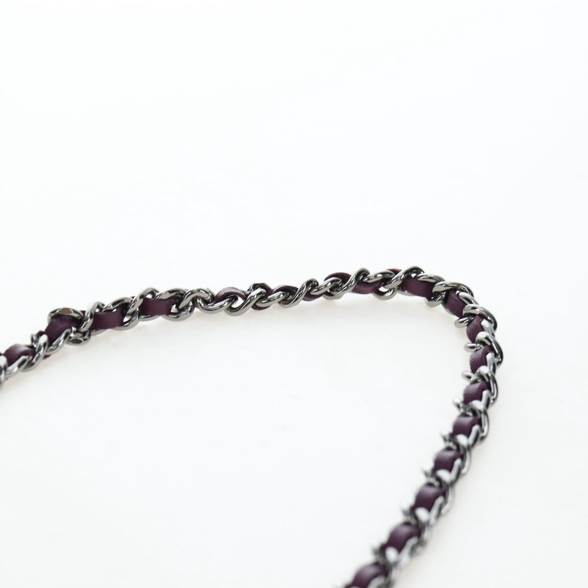 CHANEL Matelasse Chain Shoulder Bag Lamb Skin Purple Silver CC Auth 195019M