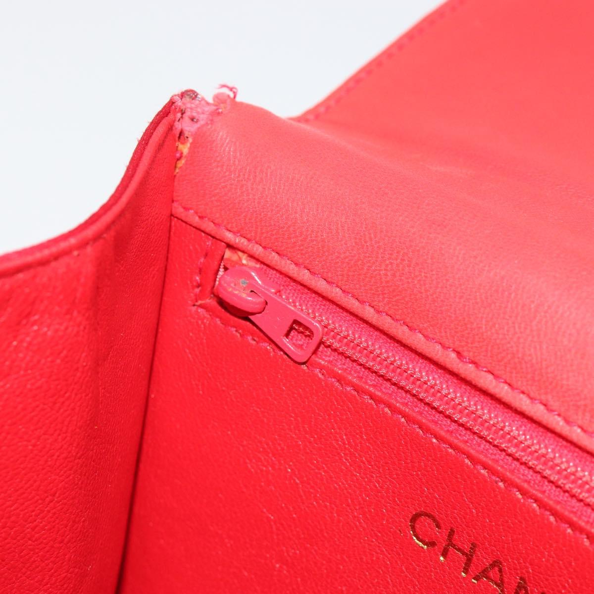 CHANEL Matelasse Chain Gribois Shoulder Bag Satin Red Gold CC Auth 195020