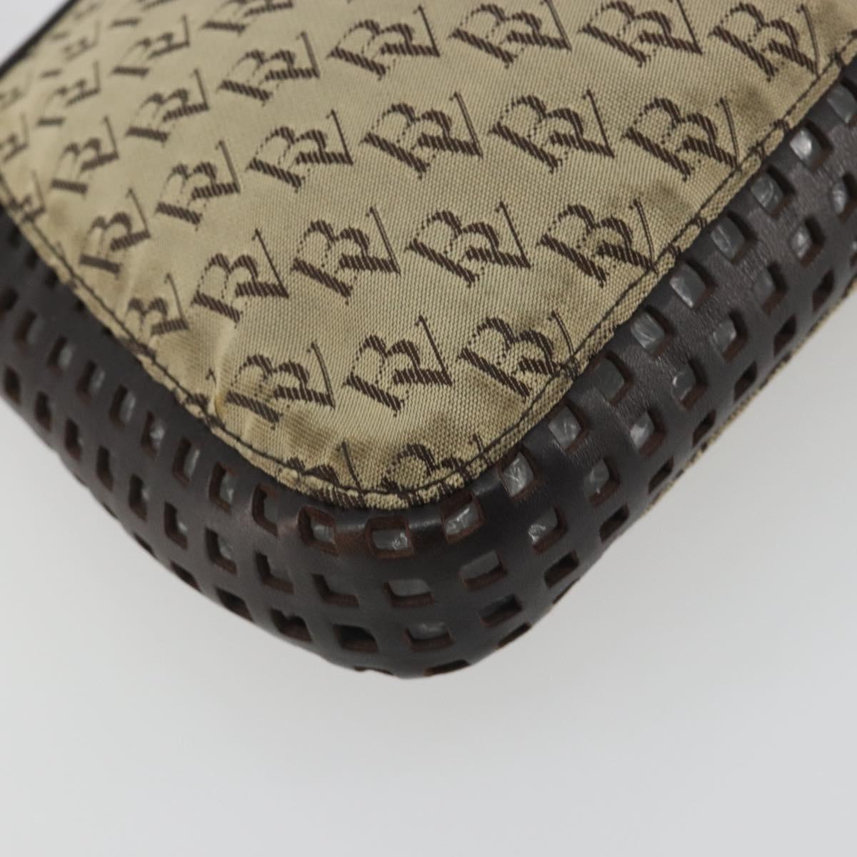 BOTTEGA VENETA Shoulder Bag Canvas Beige Gold Auth 195022