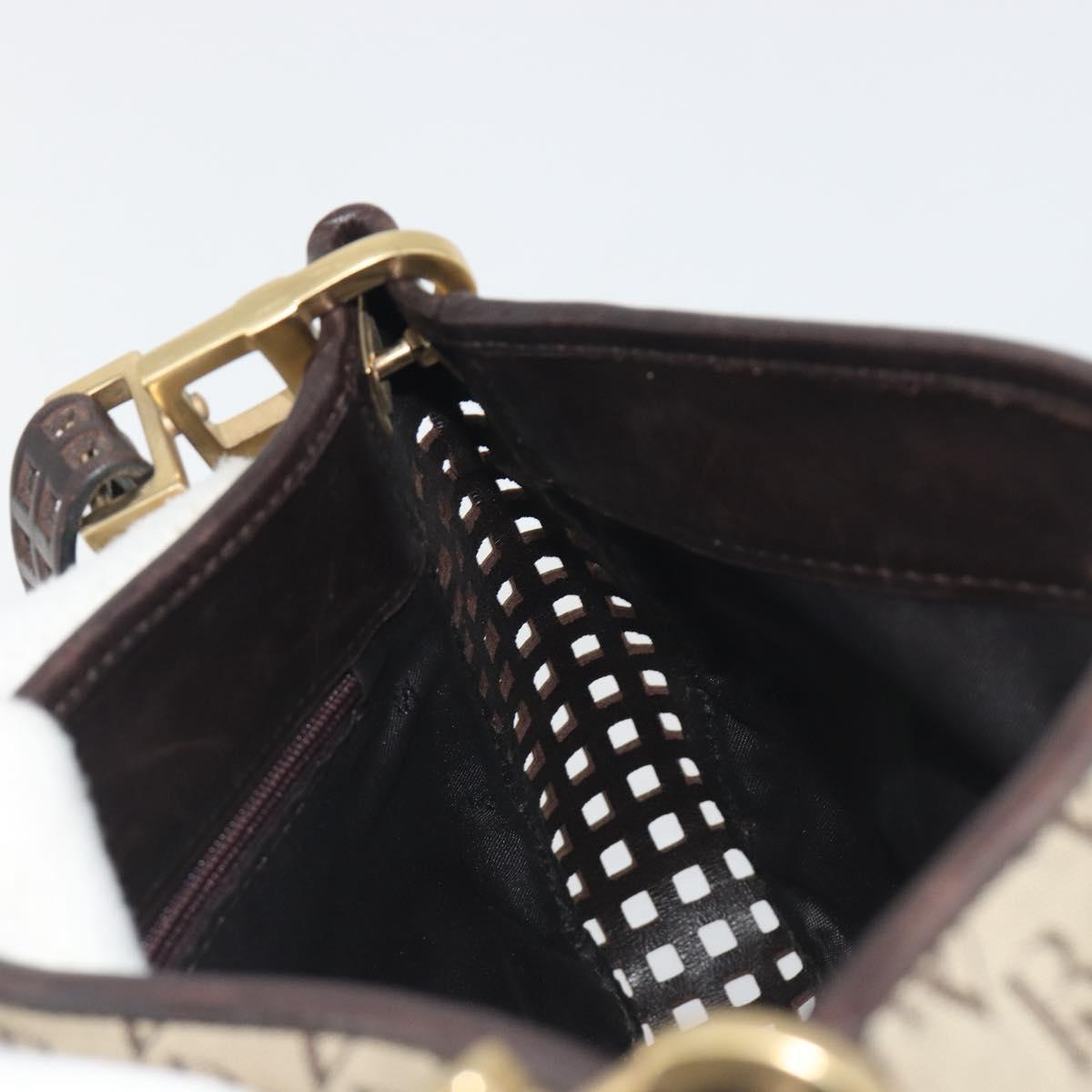 BOTTEGA VENETA Shoulder Bag Canvas Beige Gold Auth 195022