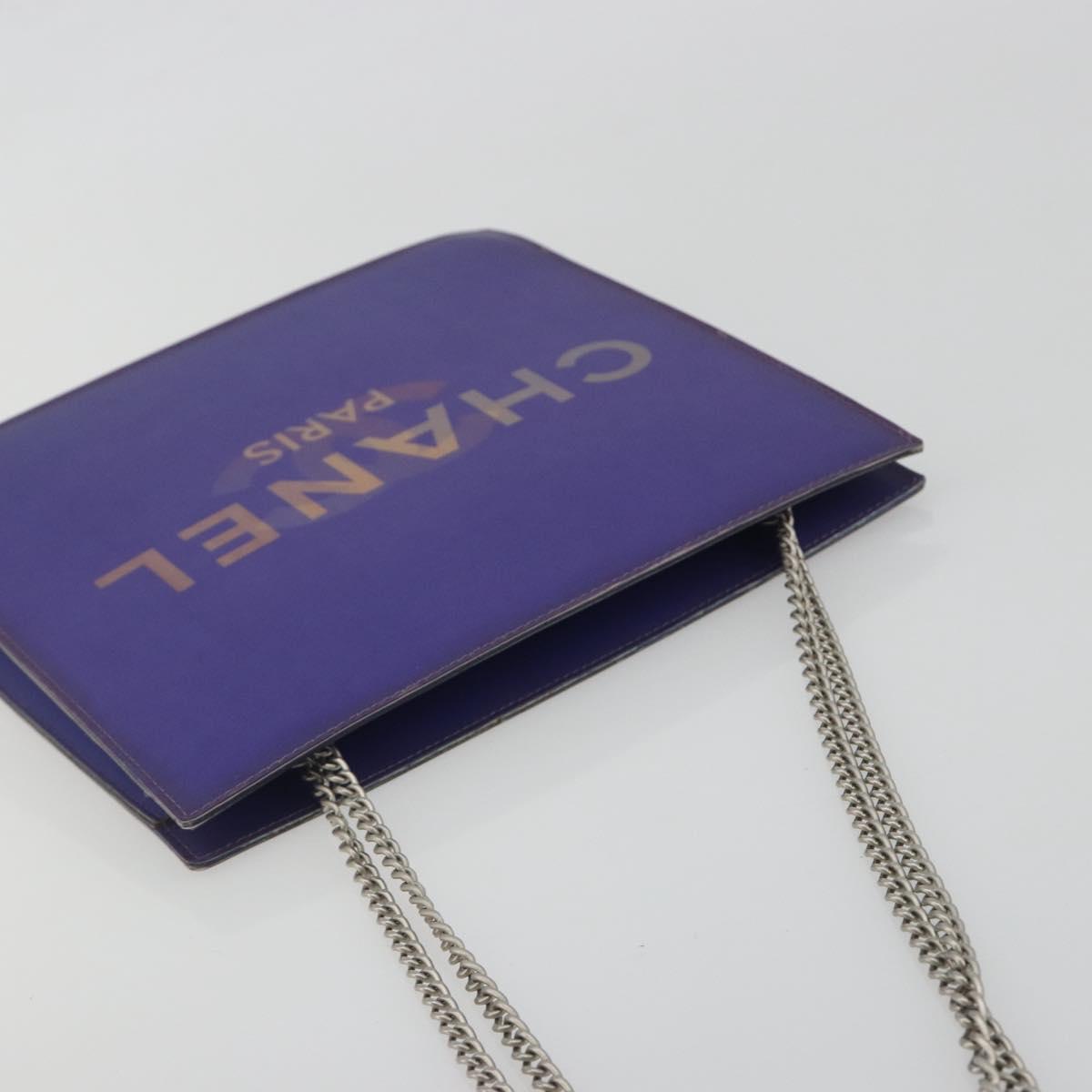 CHANEL Hologram COCO Mark Chain Shoulder Bag Vinyl Purple Silver CC Auth 195025A