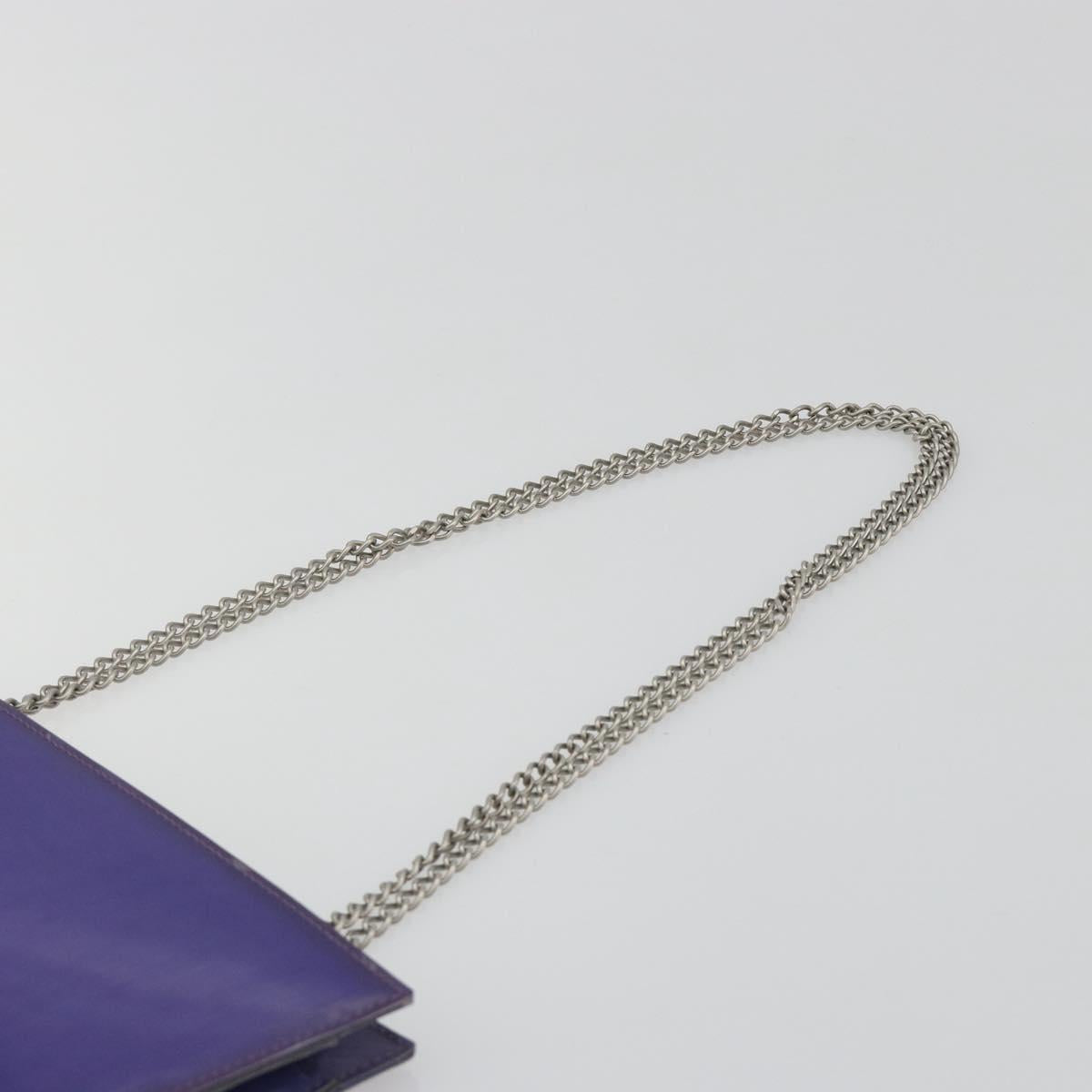 CHANEL Hologram COCO Mark Chain Shoulder Bag Vinyl Purple Silver CC Auth 195025A