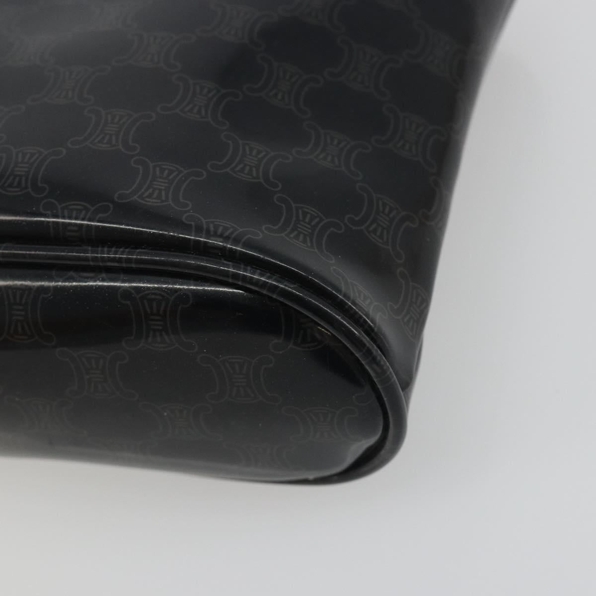 CELINE Macadam Canvas Hand Pouch Vinyl Black Auth 195036