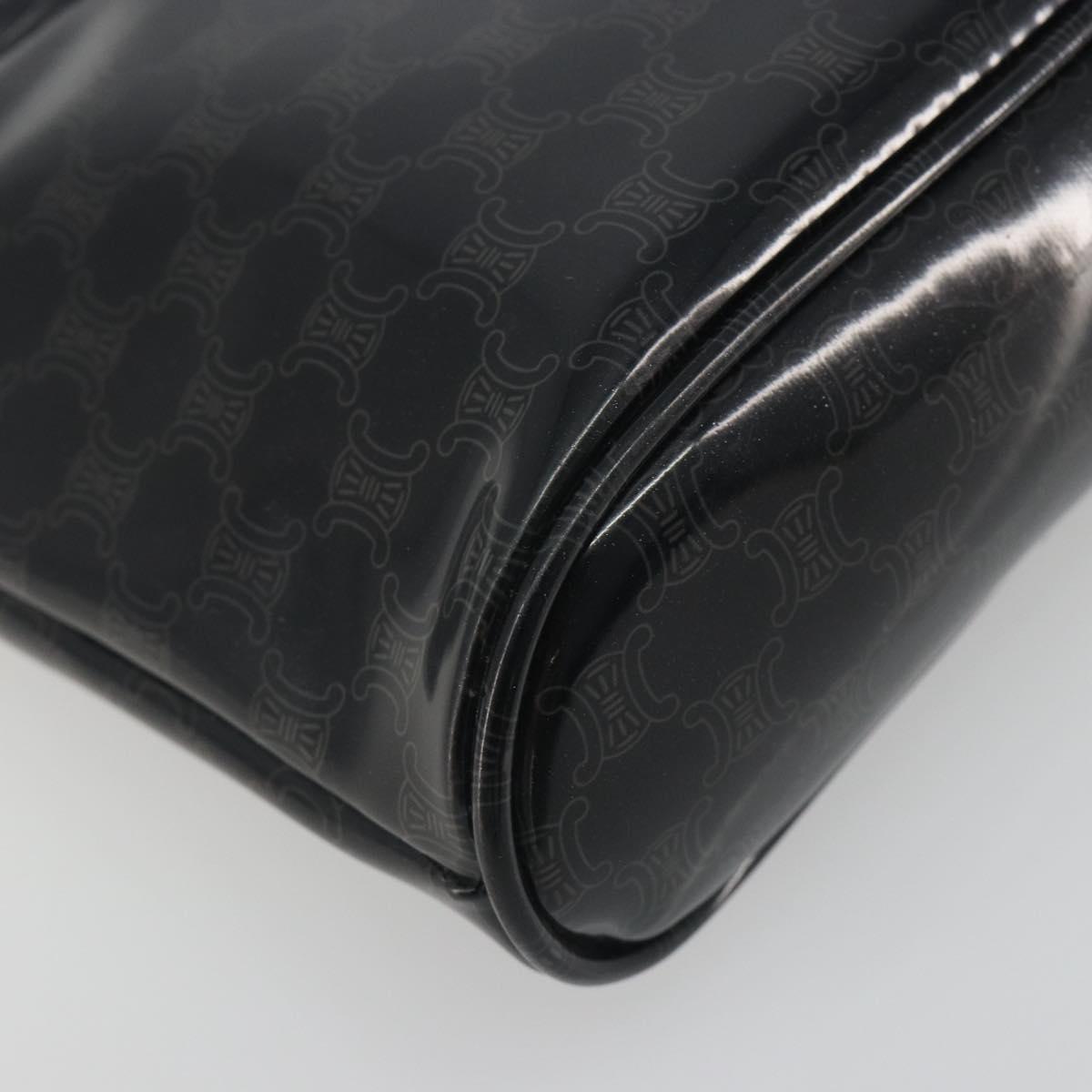 CELINE Macadam Canvas Hand Pouch Vinyl Black Auth 195036