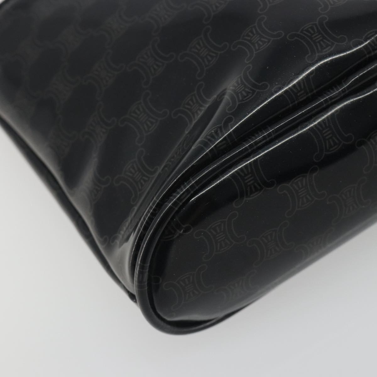CELINE Macadam Canvas Hand Pouch Vinyl Black Auth 195036