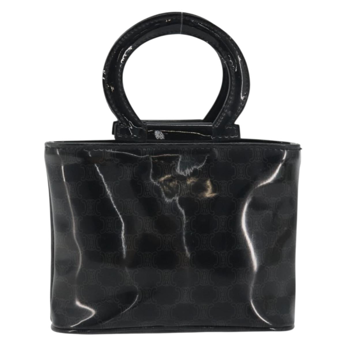 CELINE Macadam Canvas Hand Pouch Vinyl Black Auth 195036