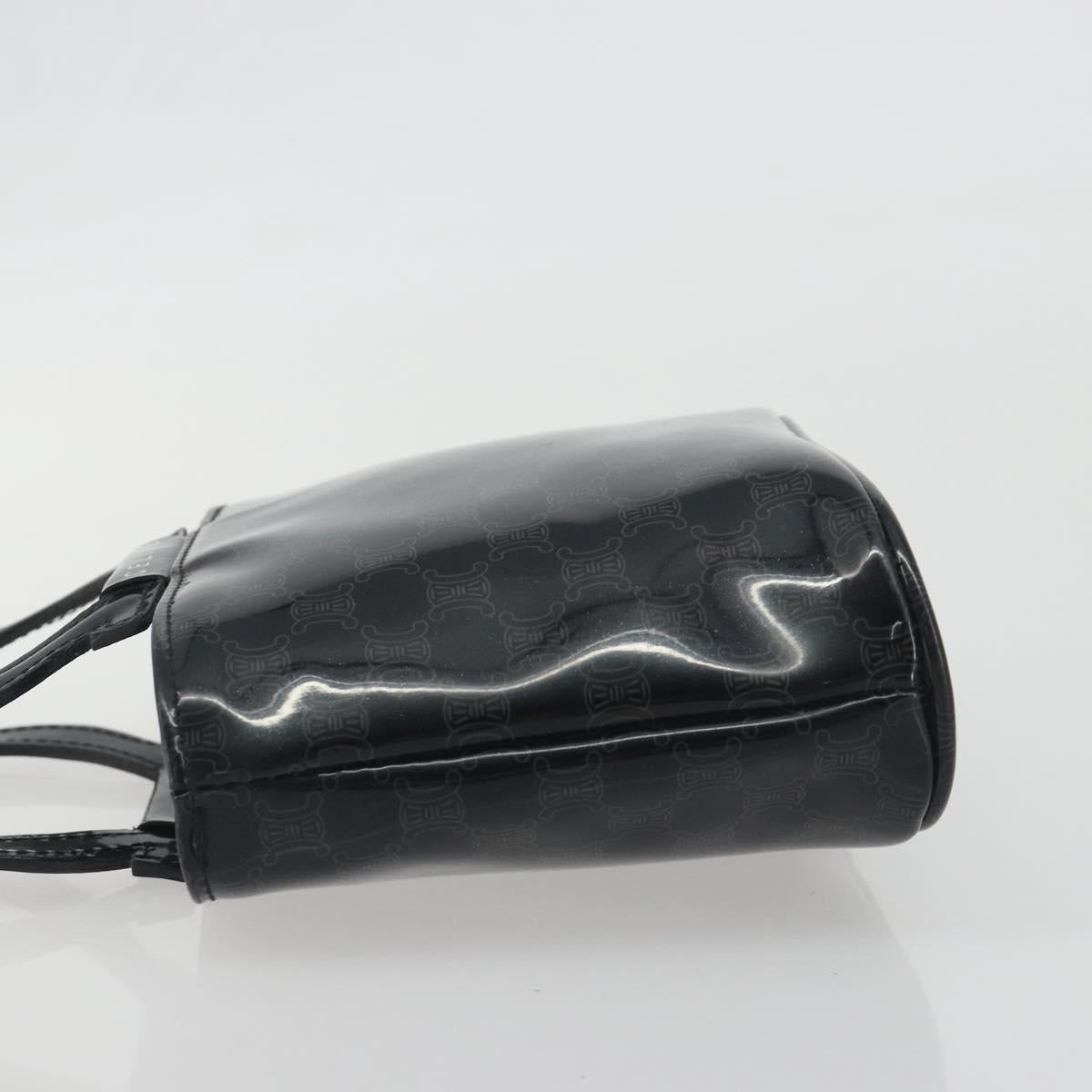 CELINE Macadam Canvas Hand Pouch Vinyl Black Auth 195036