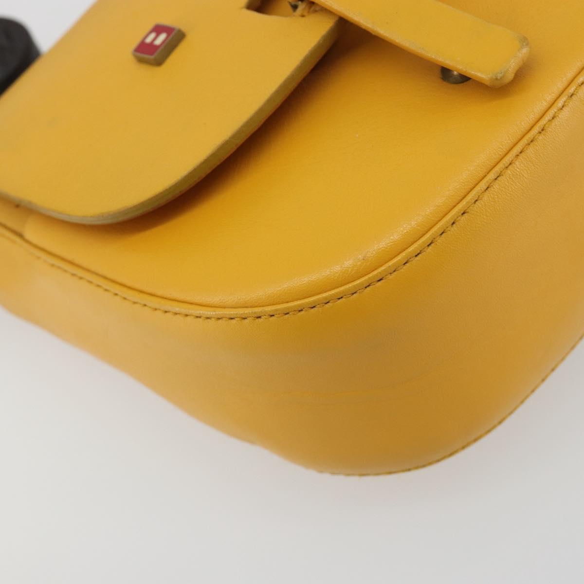 BALLY Shoulder Bag Leather Yellow Gold Auth 195037A