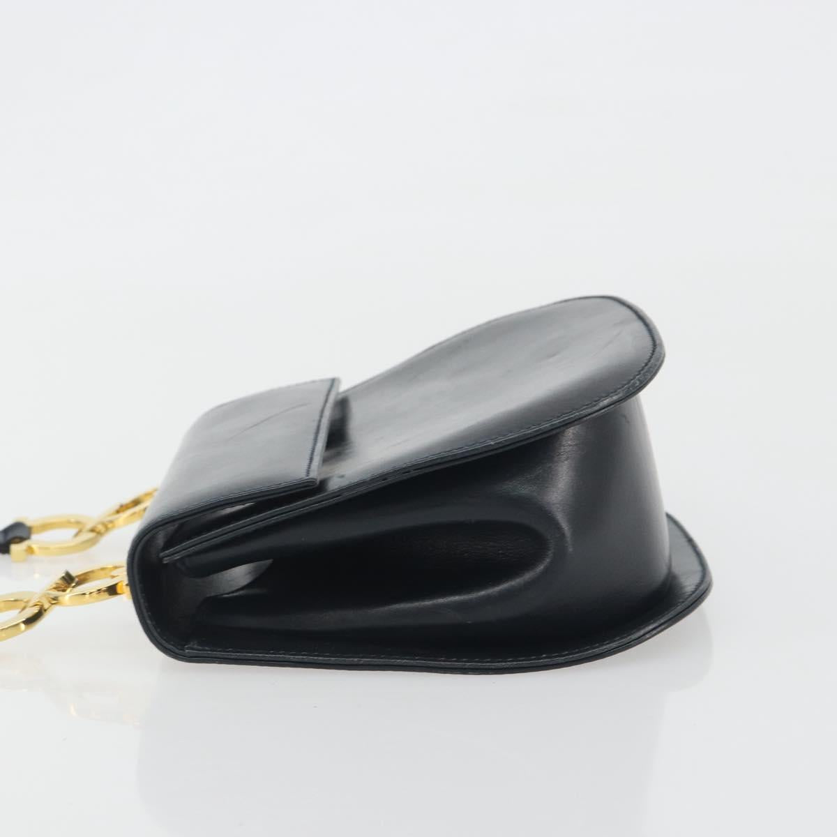 Salvatore Ferragamo Gancini Shoulder Bag Leather Black Gold Auth 195042