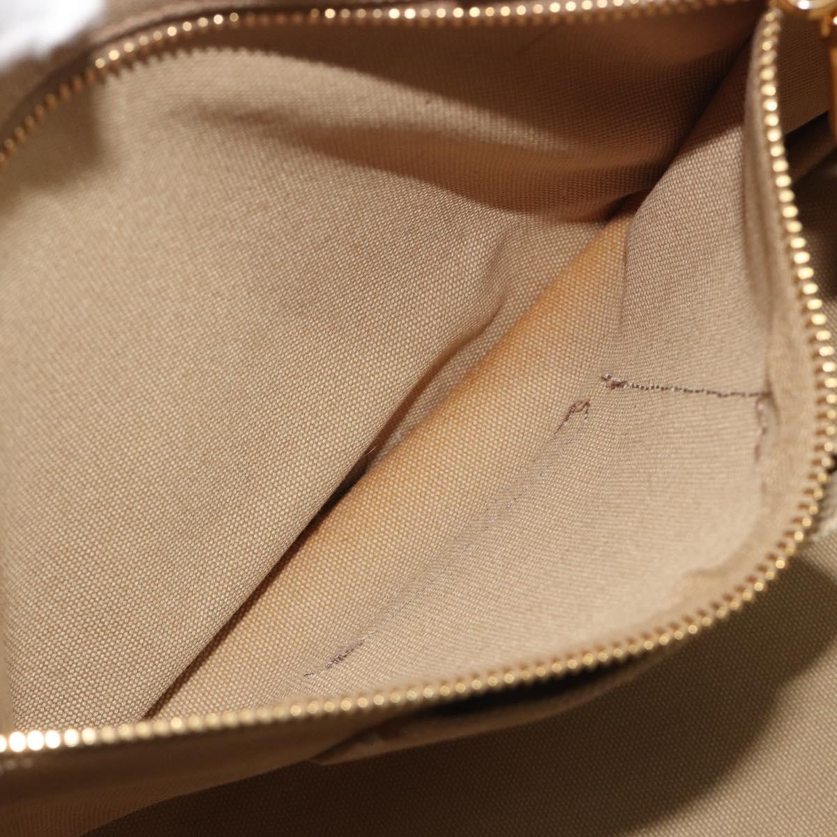 PRADA Canapa M Hand Bag Canvas Beige Gold Auth 195043A