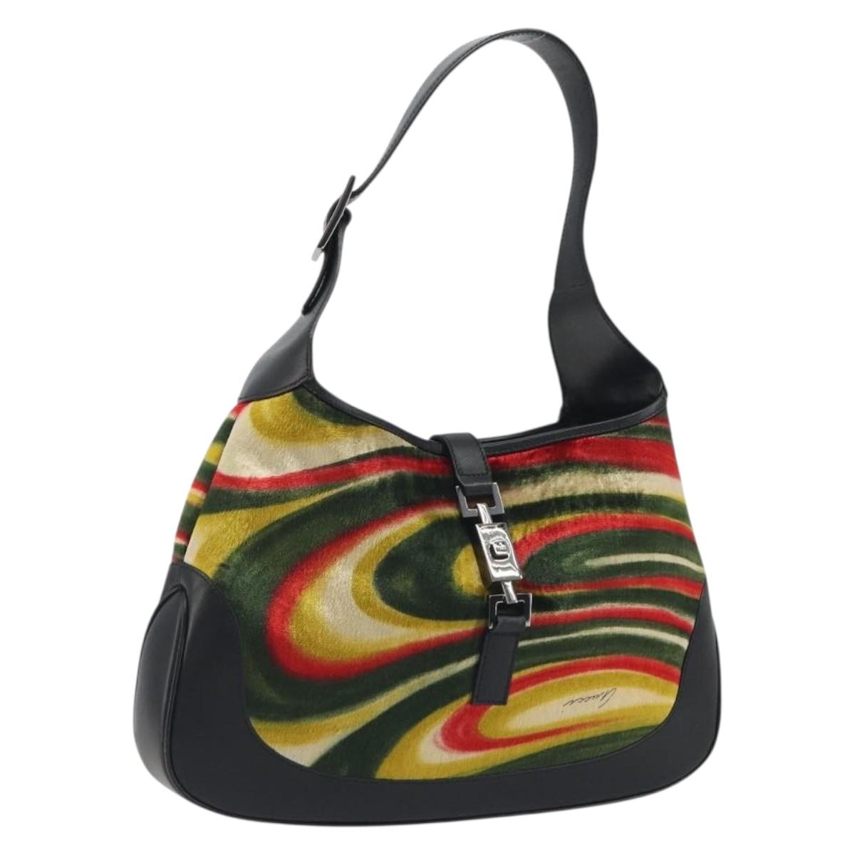 GUCCI Jackie Shoulder Bag Velor Multicolor Silver 001 3306 Auth 195044