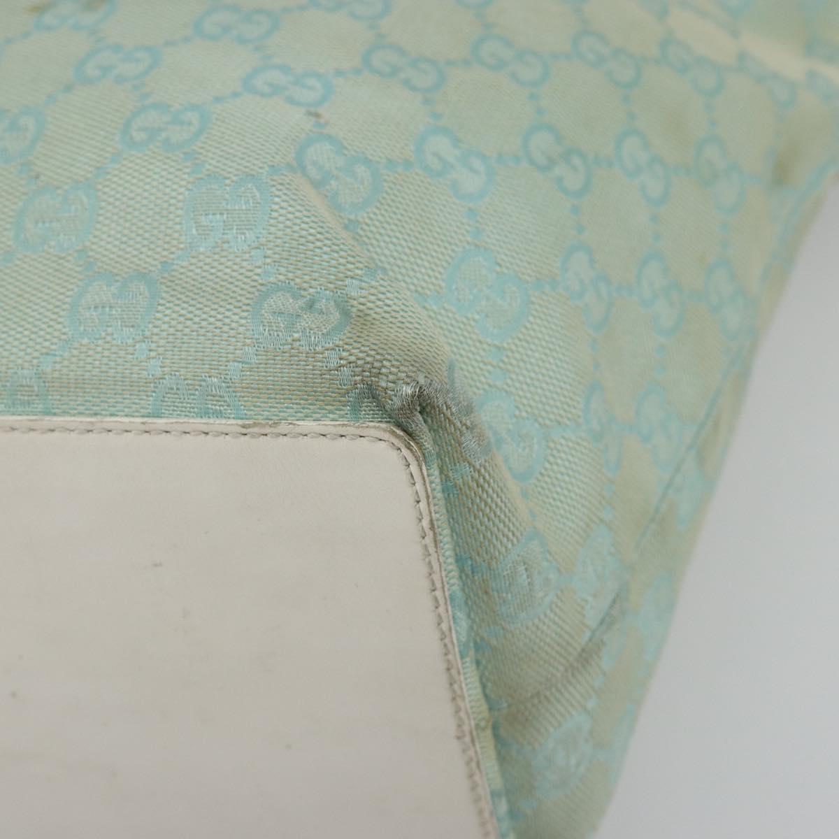 GUCCI GG Canvas Tote Bag Light Blue Gold 002 1098 Auth 195045