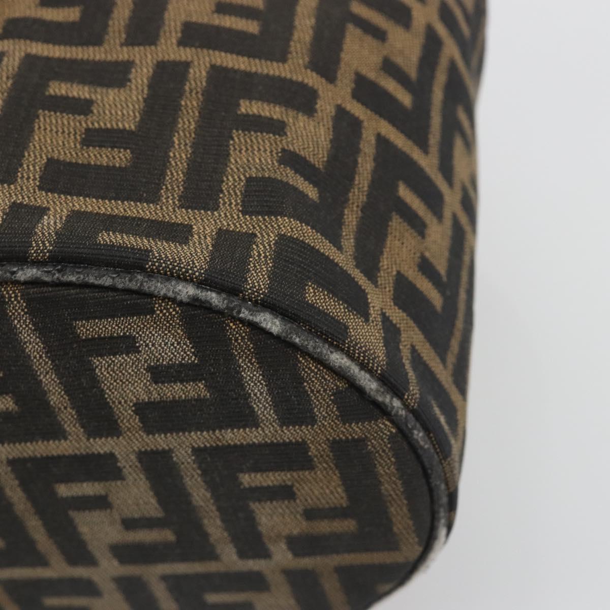 FENDI Zucca Canvas Vanity Pouch Black Brown Auth 195048