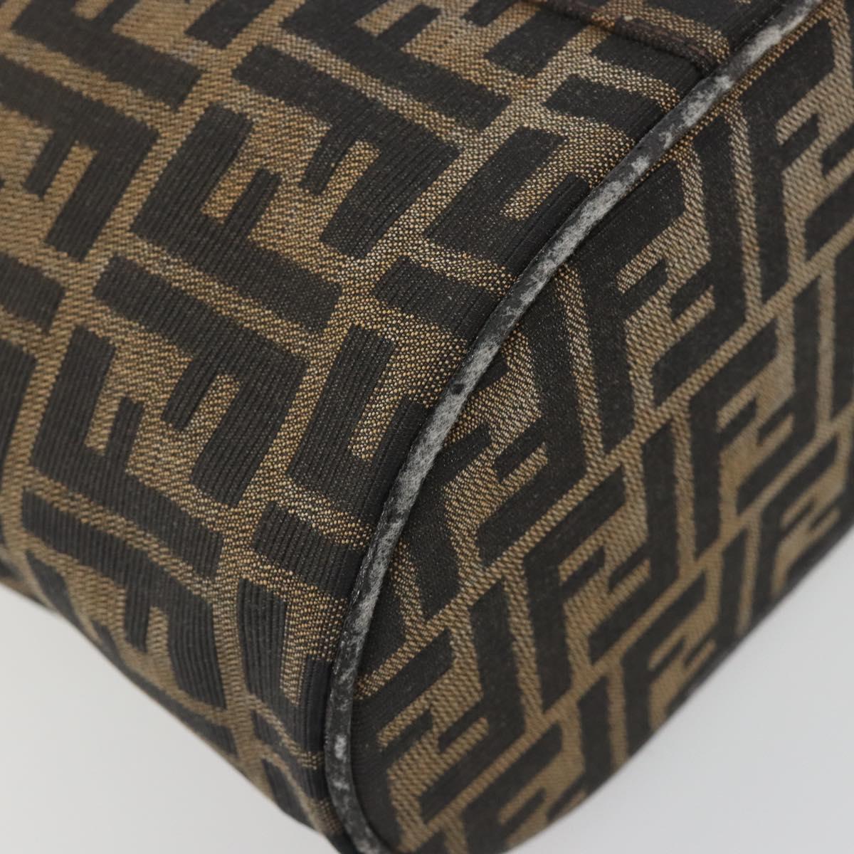 FENDI Zucca Canvas Vanity Pouch Black Brown Auth 195048