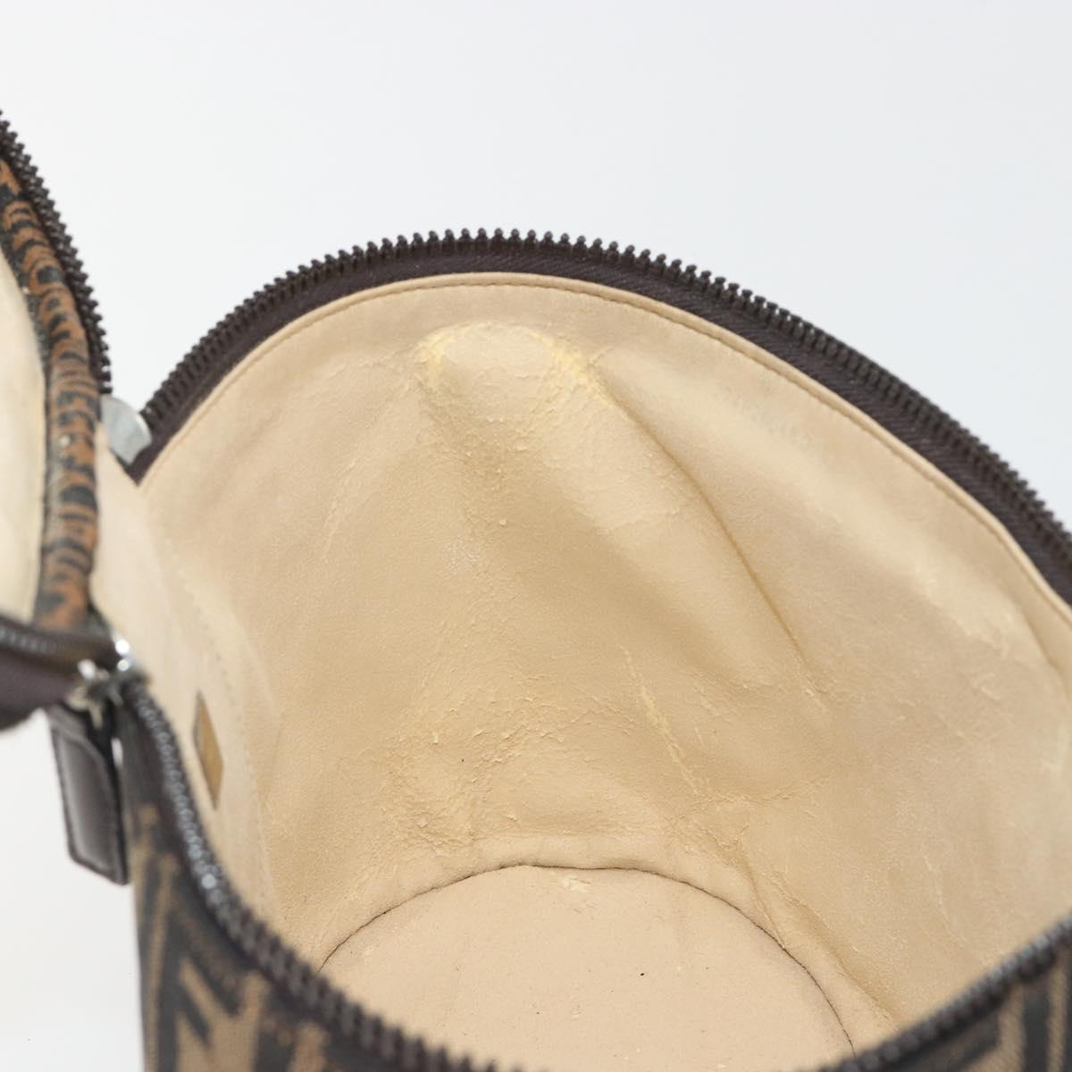 FENDI Zucca Canvas Vanity Pouch Black Brown Auth 195048
