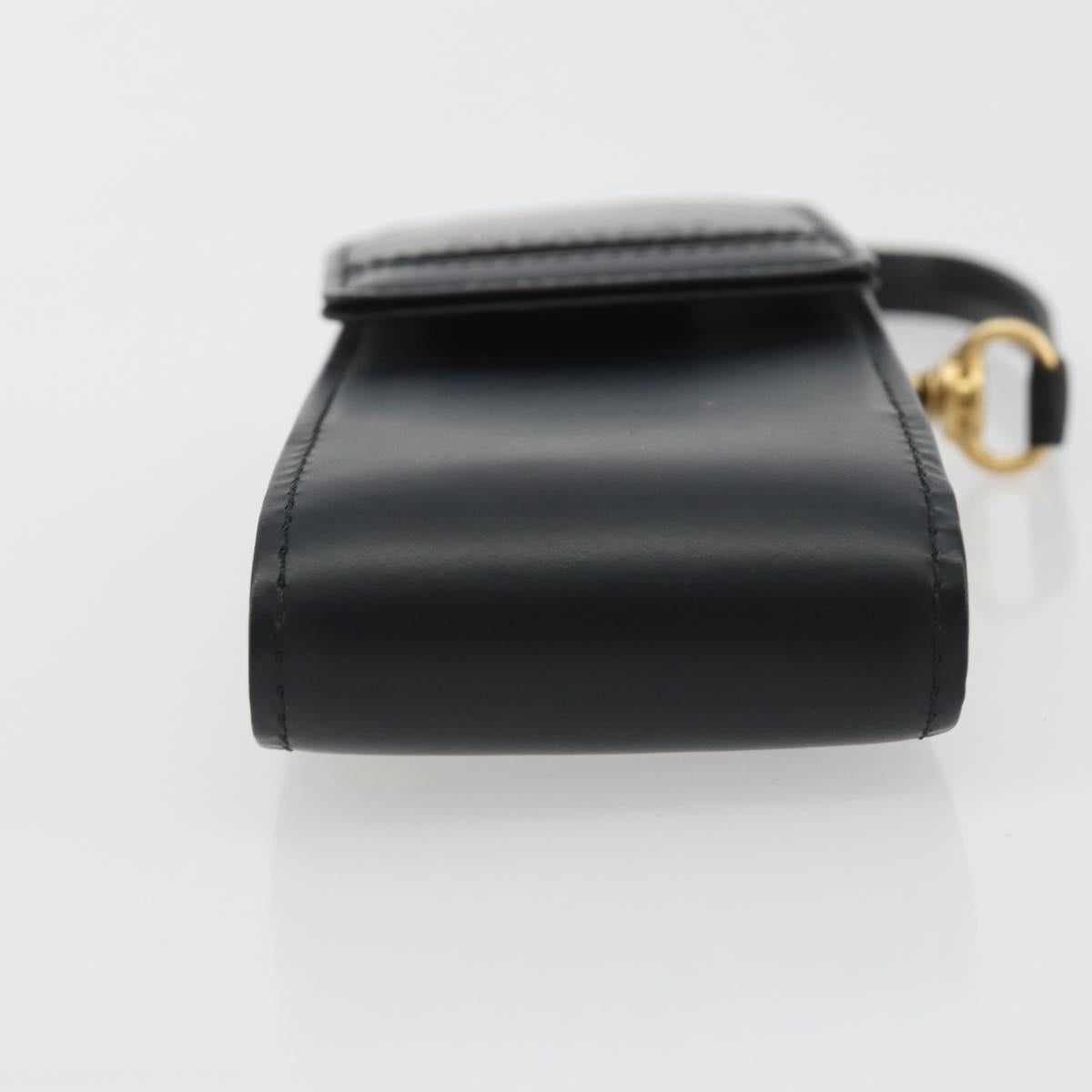 BURBERRY Pouch Leather Black Gold Auth 195059A