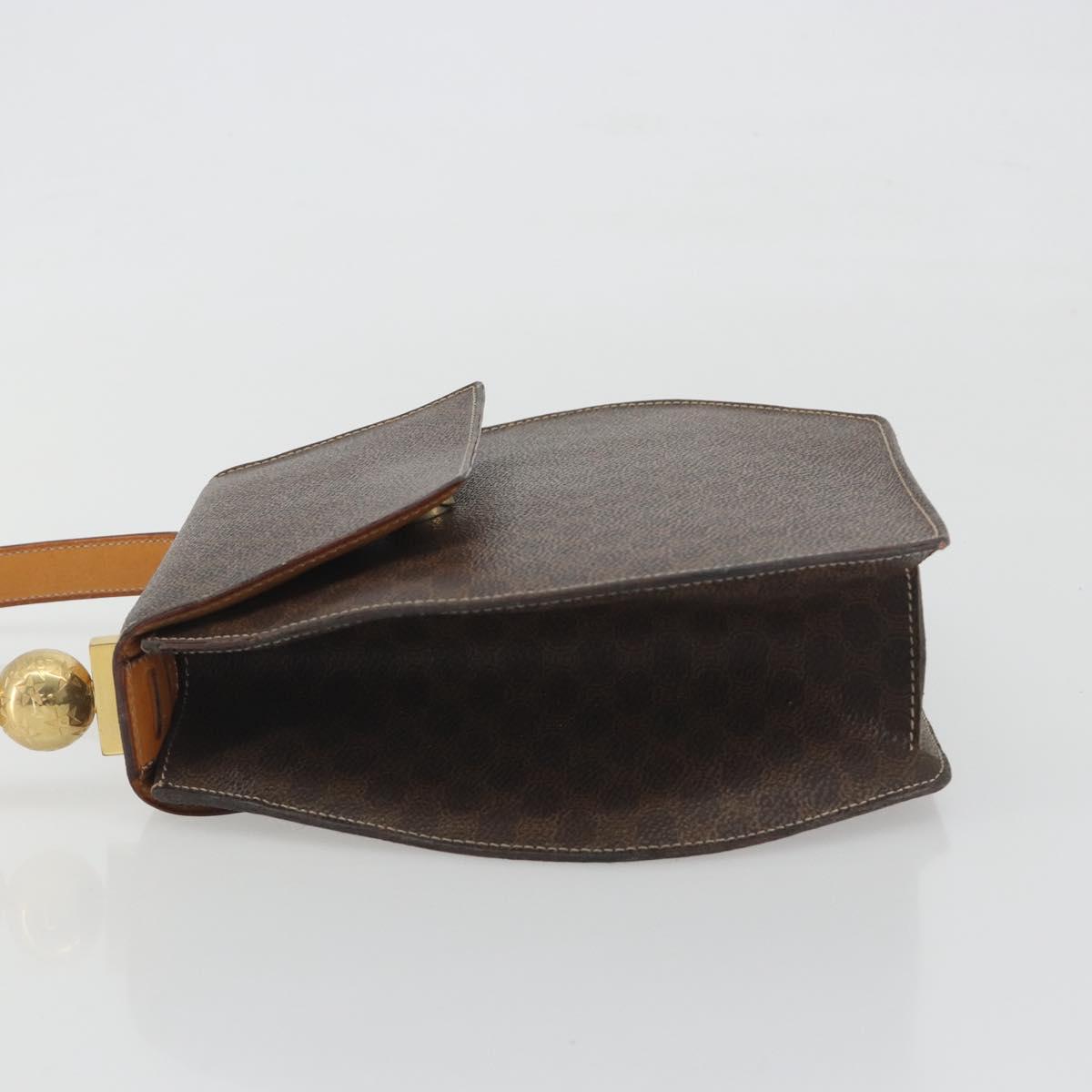 CELINE Macadam Canvas Star Ball Hand Bag PVC Leather Brown Gold Auth 195060