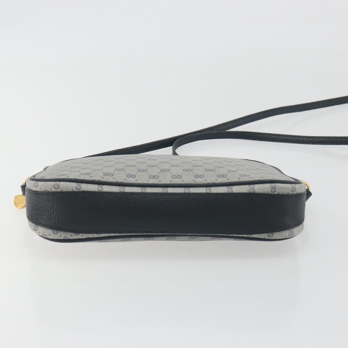 GUCCI Micro GG Canvas Shoulder Bag PVC Navy Gold Auth 195064