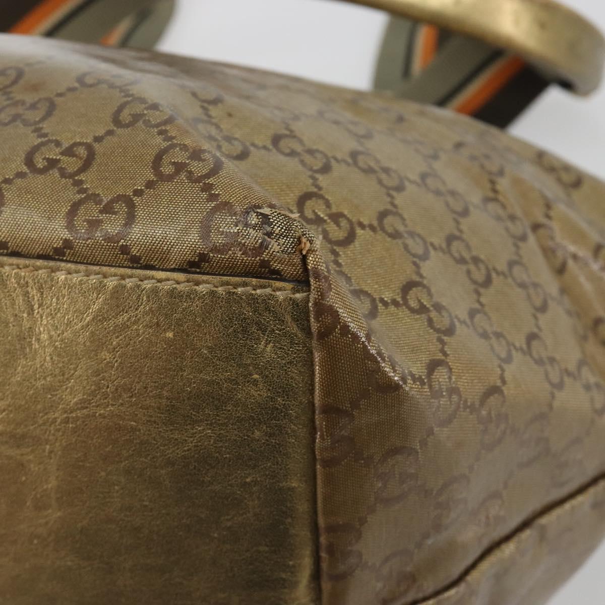 GUCCI GG Canvas GG Crystal Tote Bag Coated Canvas Gold 131230 Auth 195067