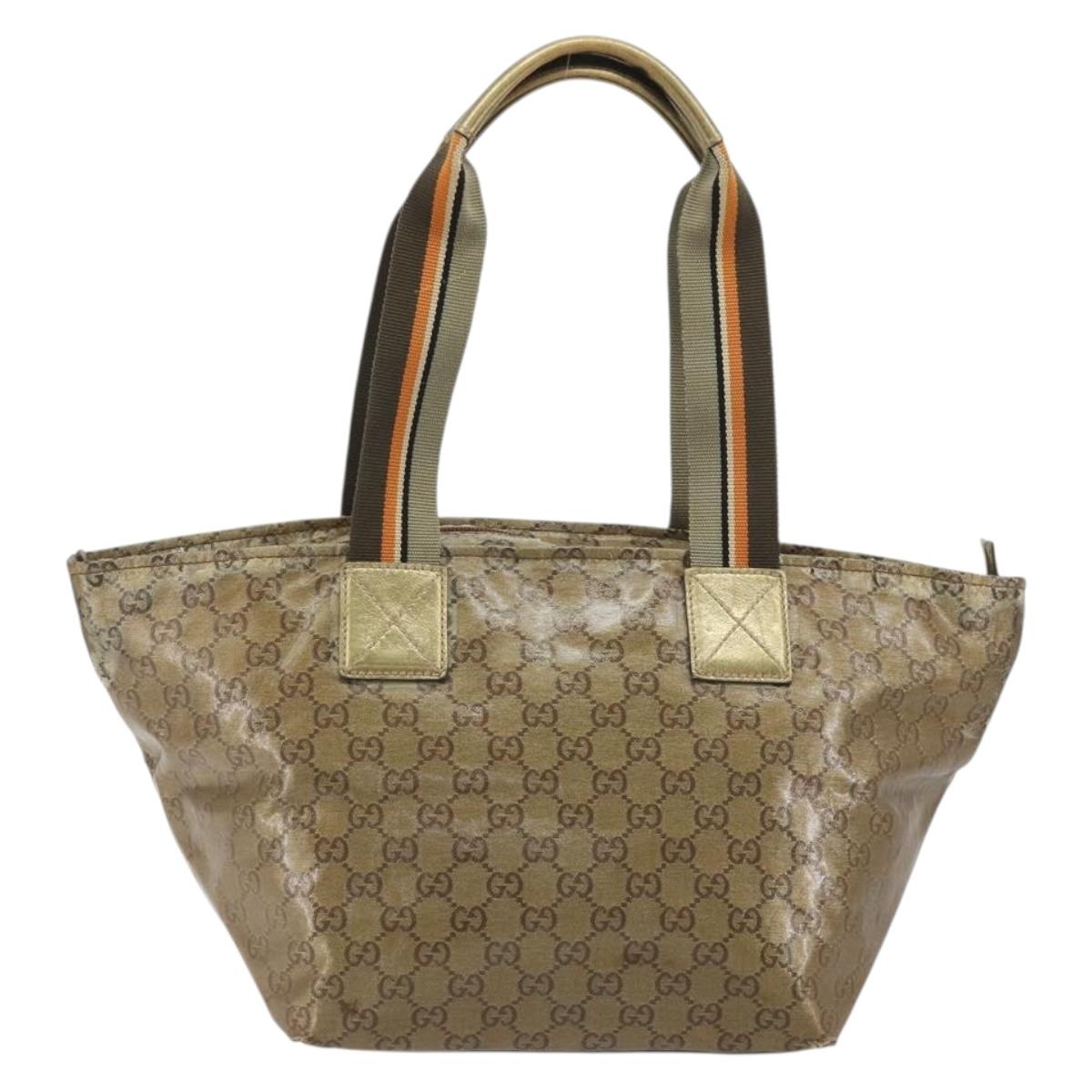 GUCCI GG Canvas GG Crystal Tote Bag Coated Canvas Gold 131230 Auth 195067