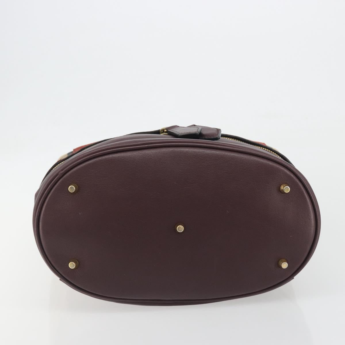 BURBERRY Nova Check Shoulder Bag Canvas Leather Silver Bordeaux Auth 195068