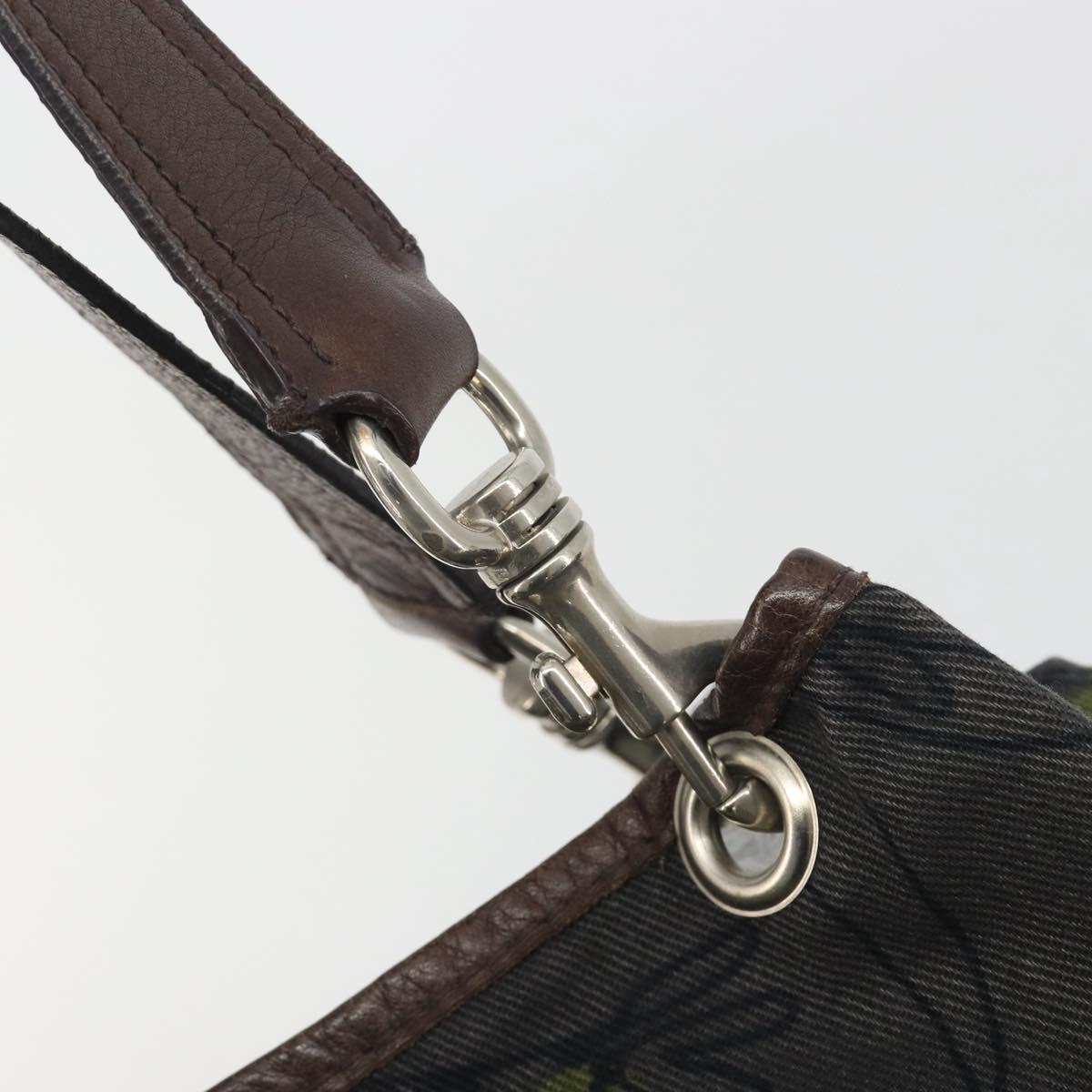 Miu Miu Tote Bag Canvas Green Silver Auth 195073A