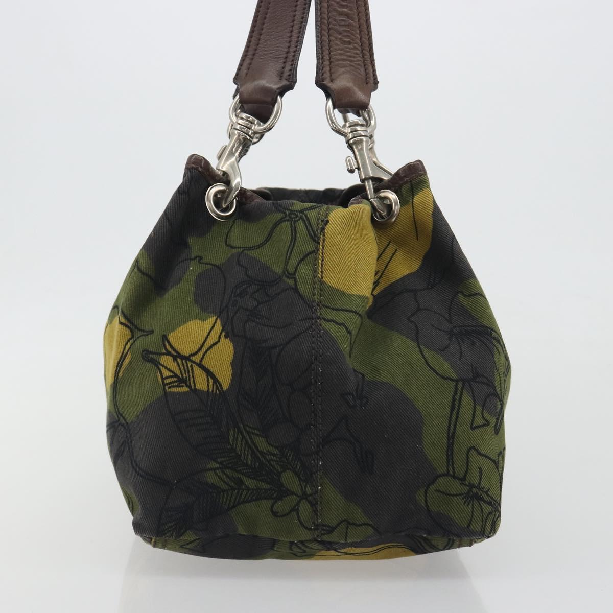 Miu Miu Tote Bag Canvas Green Silver Auth 195073A