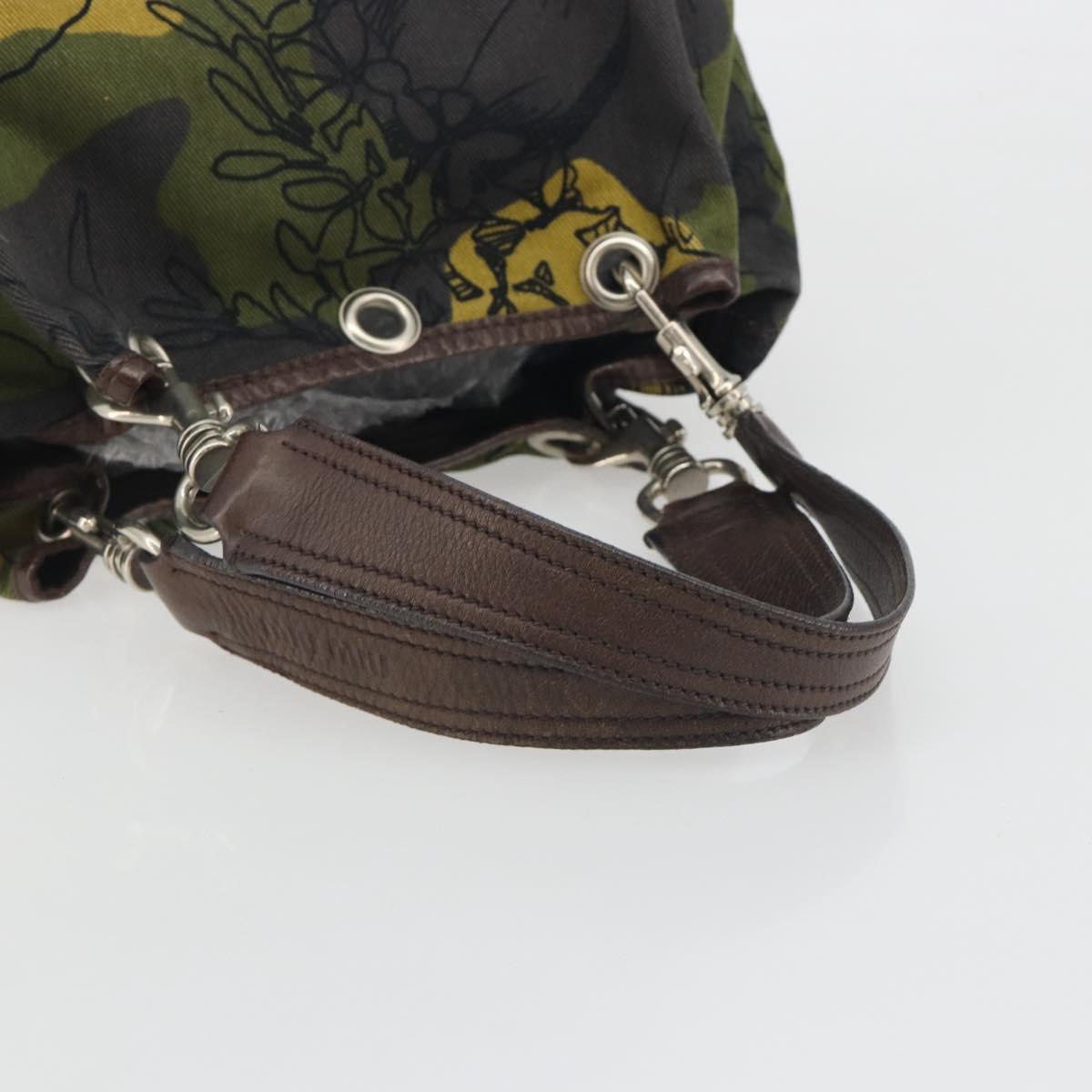 Miu Miu Tote Bag Canvas Green Silver Auth 195073A