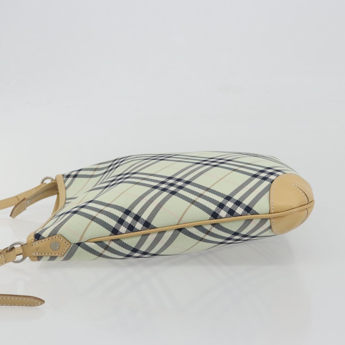 BURBERRY Nova Check Blue Label Shoulder Bag Nylon Green Silver Auth 195078A