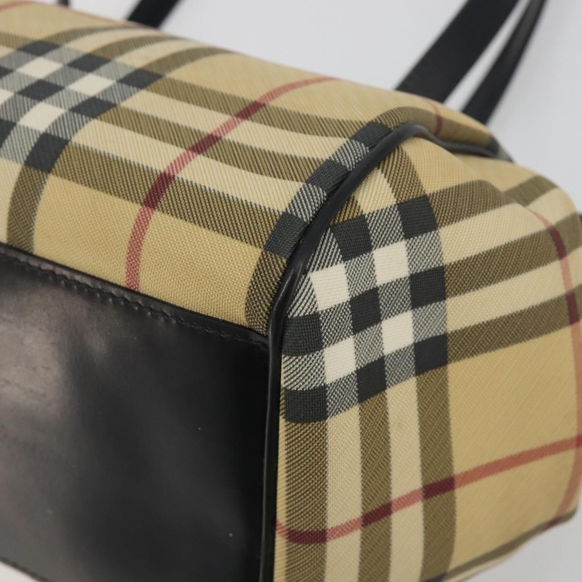 BURBERRY Nova Check Tote Bag PVC Beige Silver Auth 195080A