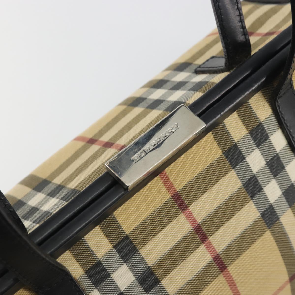BURBERRY Nova Check Tote Bag PVC Beige Silver Auth 195080A