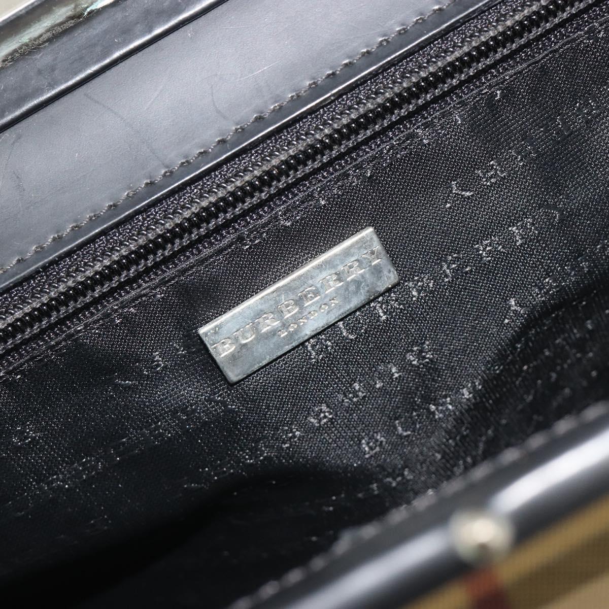 BURBERRY Nova Check Tote Bag PVC Beige Silver Auth 195080A
