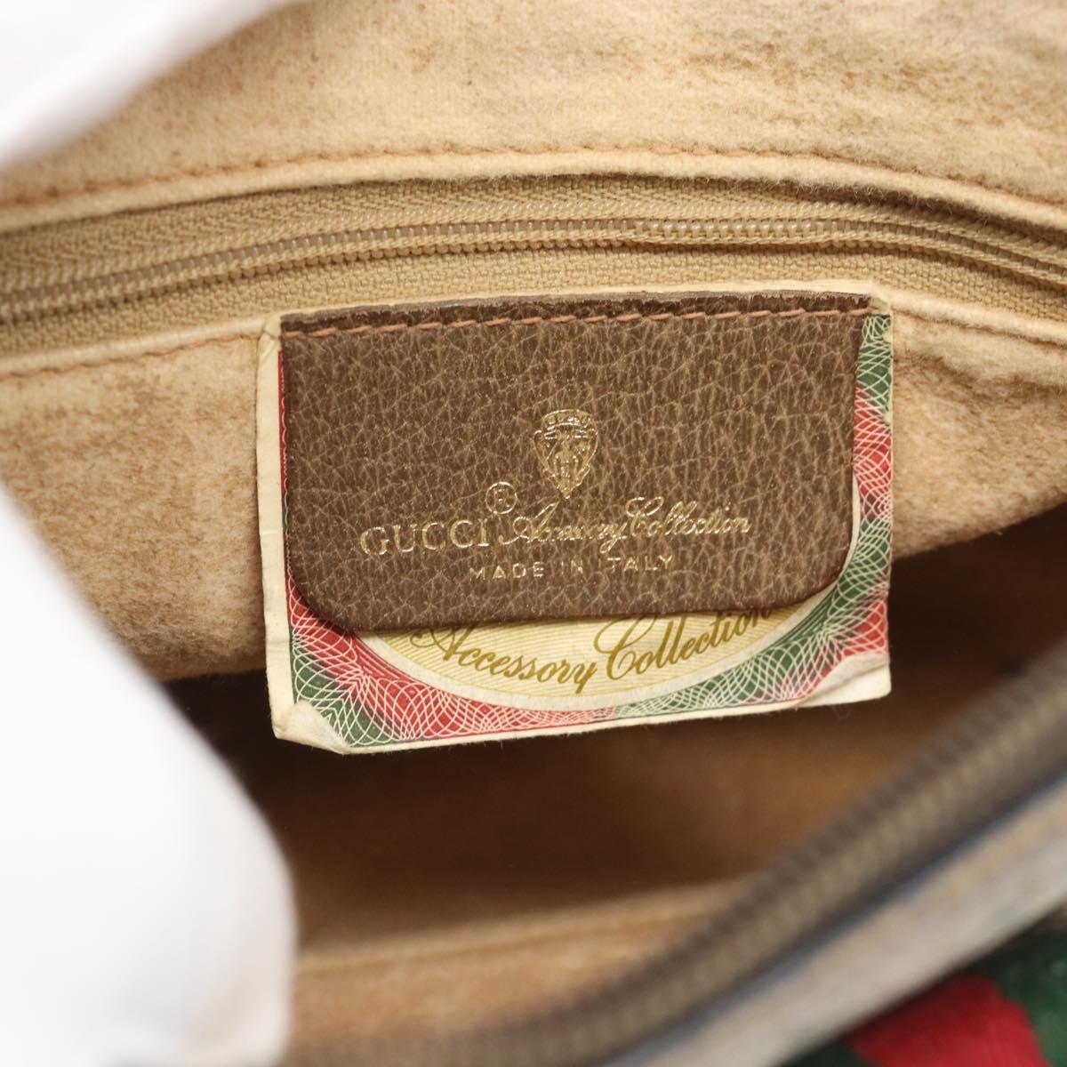 GUCCI GG Supreme Web Sherry Line Bag PVC Beige Gold 89 02 032 Auth 195081