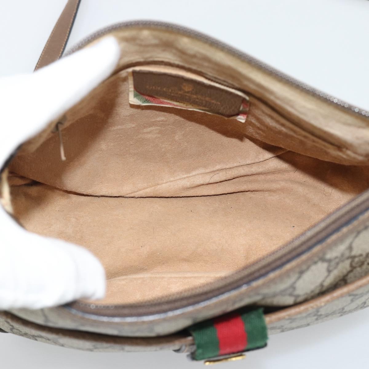 GUCCI GG Supreme Web Sherry Line Bag PVC Beige Gold 89 02 032 Auth 195081