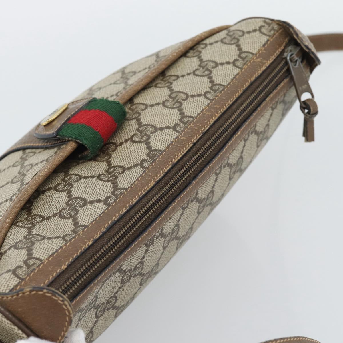 GUCCI GG Supreme Web Sherry Line Bag PVC Beige Gold 89 02 032 Auth 195081