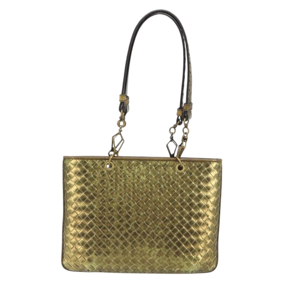 BOTTEGA VENETA INTRECCIATO Tote Bag Leather Gold 189228 Auth 195086A