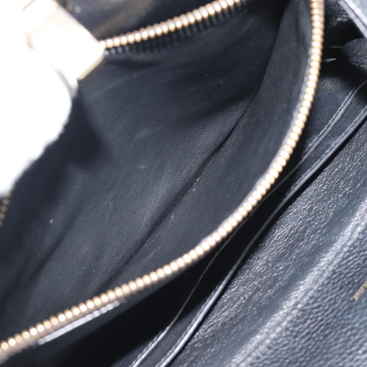 Salvatore Ferragamo Gancini Studio Hand Bag Leather 2way Black Gold Auth 195088