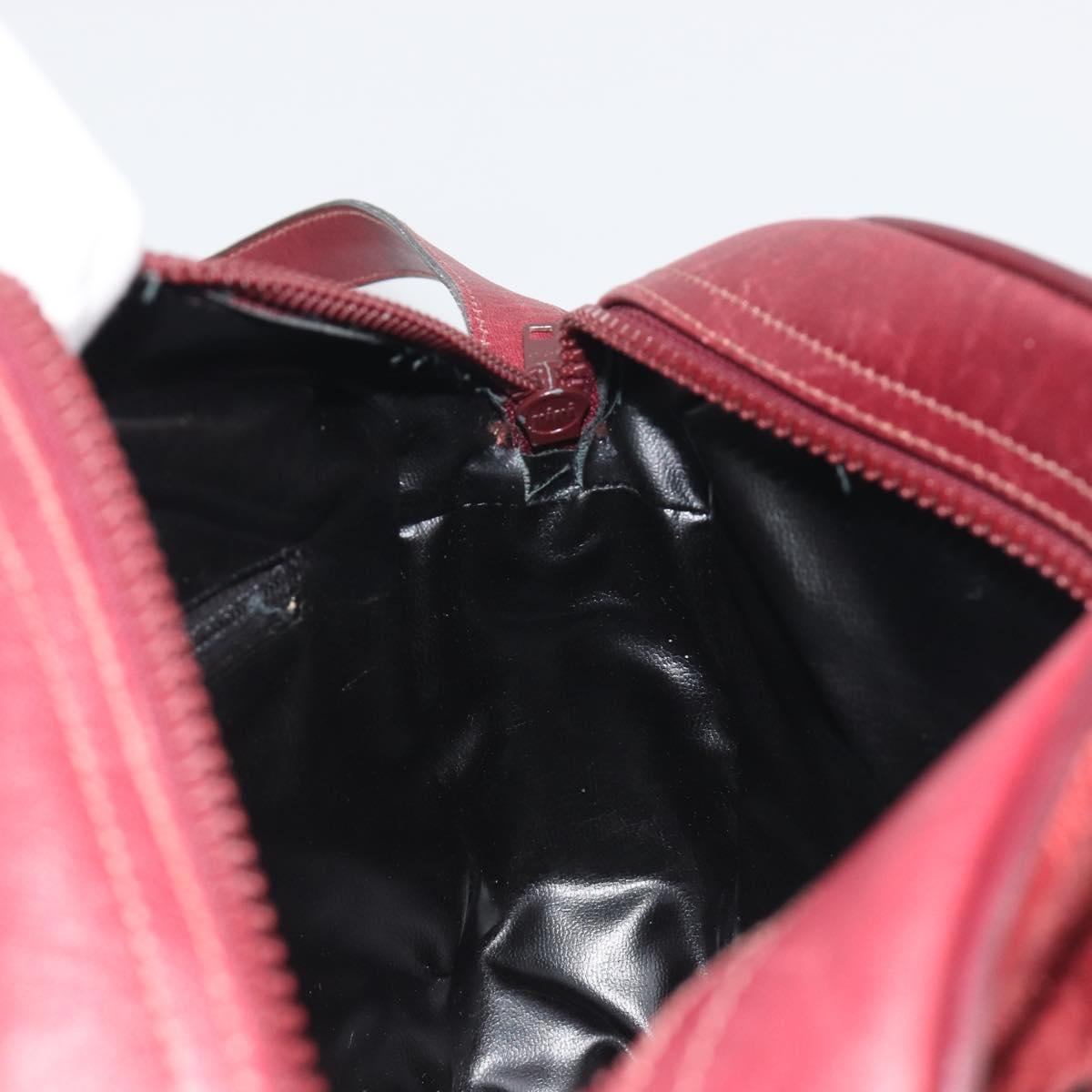 CELINE Macadam Canvas Horse Carriage Bag Suede Bordeaux Gold Auth 195091