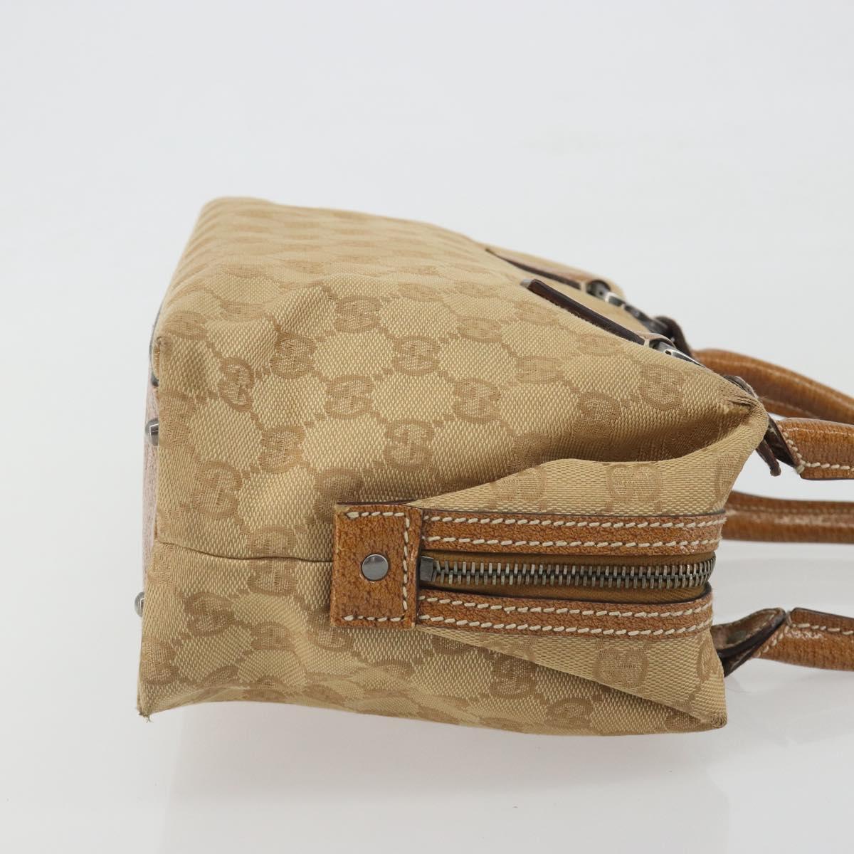 GUCCI GG Canvas Hand Bag Beige Silver 113009 Auth 195092