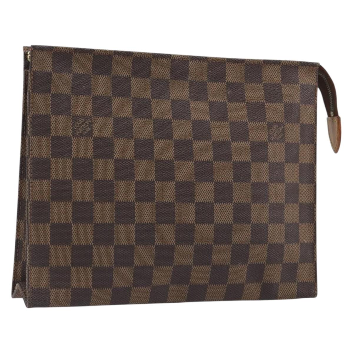 LOUIS VUITTON Damier Ebene Poche Toilette 26 Pouch N47543 LV Auth 195093