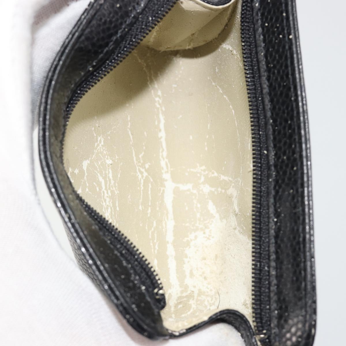 CHANEL COCO Mark Pouch Caviar Skin Black Gold CC Auth 195101