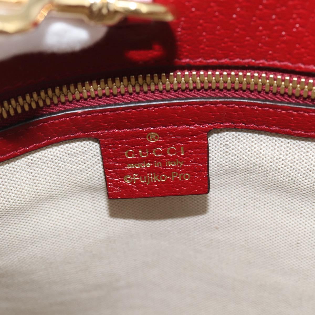 GUCCI Doraemon Micro GG Hand Bag PVC 2way Beige Gold 654345 Auth 195107SAM