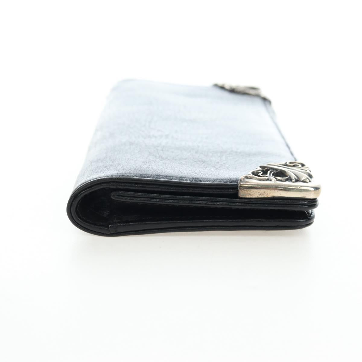 Chrome Hearts Single Fall Long Wallet Leather Black Silver Auth 195110M