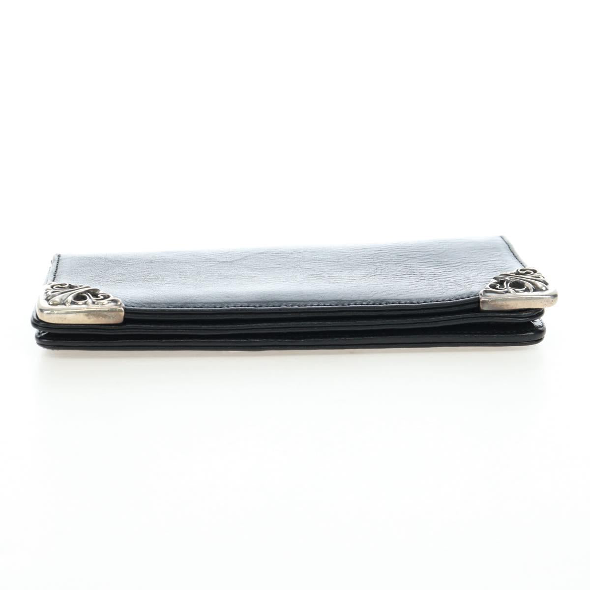 Chrome Hearts Single Fall Long Wallet Leather Black Silver Auth 195110M