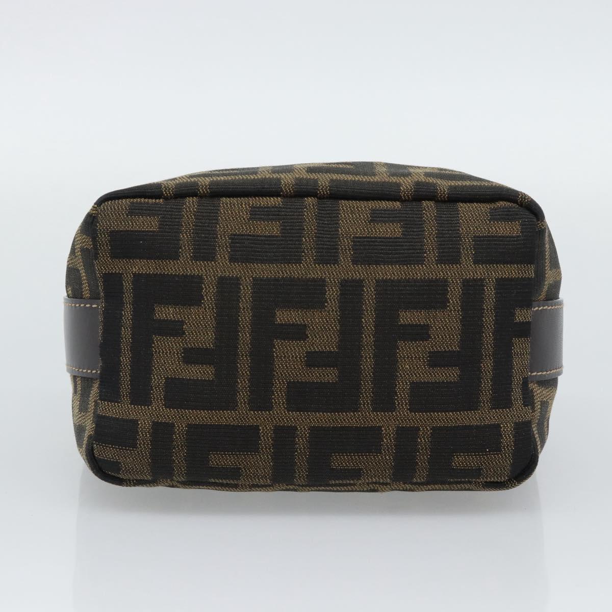 FENDI Zucca Canvas Vanity Pouch Black Brown Auth 195157