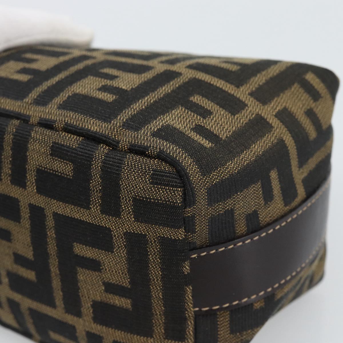 FENDI Zucca Canvas Vanity Pouch Black Brown Auth 195157
